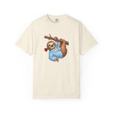 Sloth with Rose on Branch T-shirt | Cute Relaxed Animal Tee