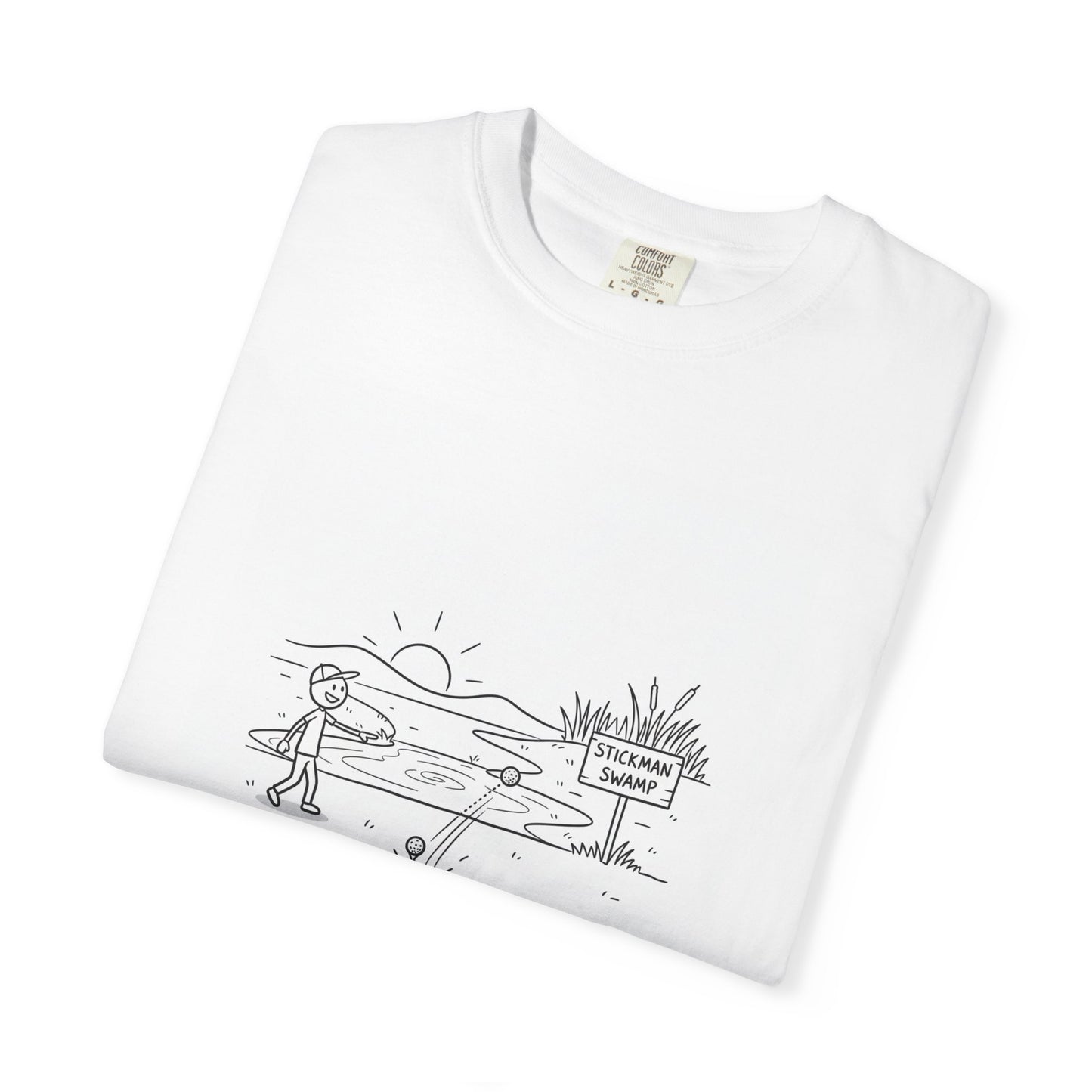 Stickman Golfer Illustration T-shirt | Golf Swing Minimalist Humor