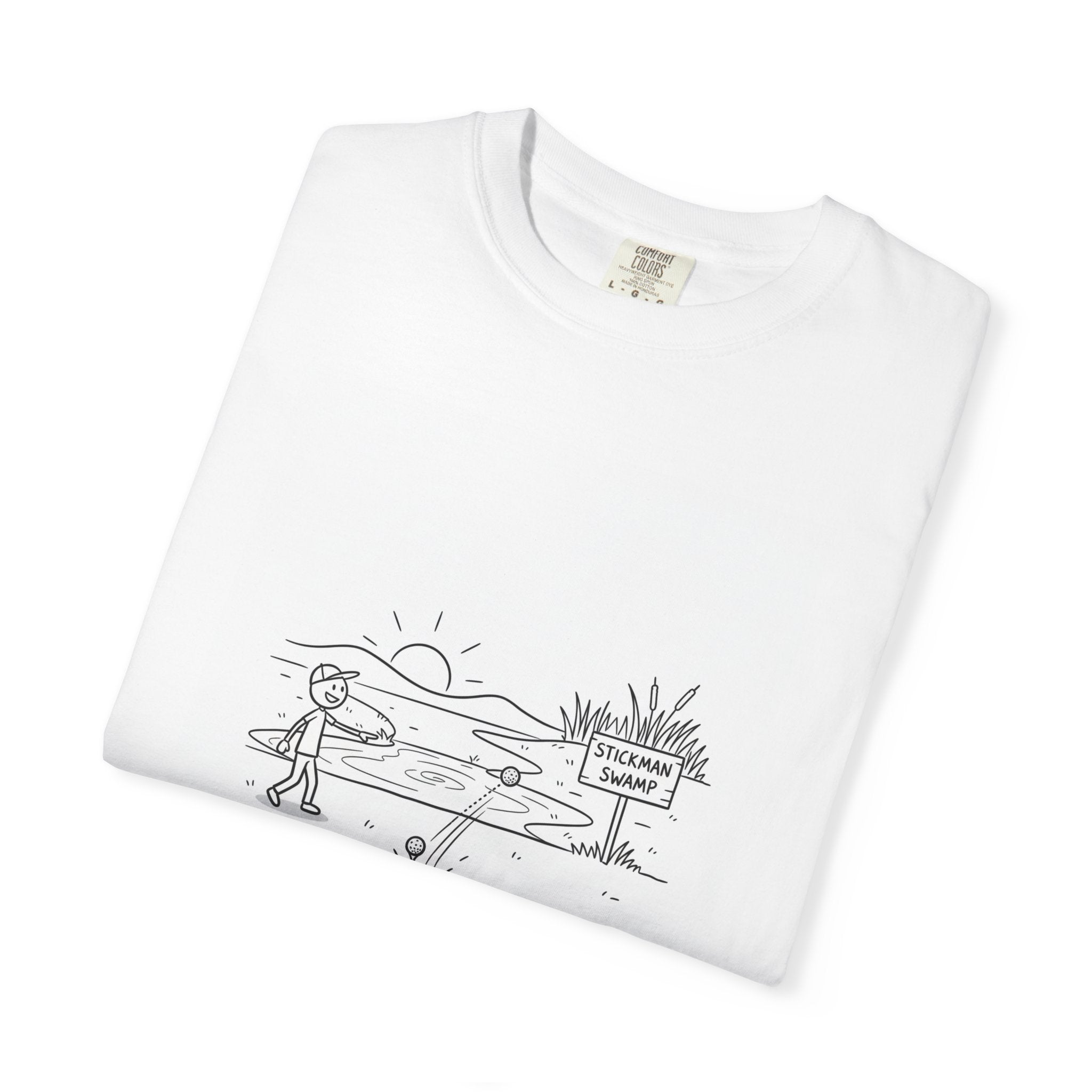 Stickman Golfer Illustration T-shirt | Golf Swing Minimalist Humor