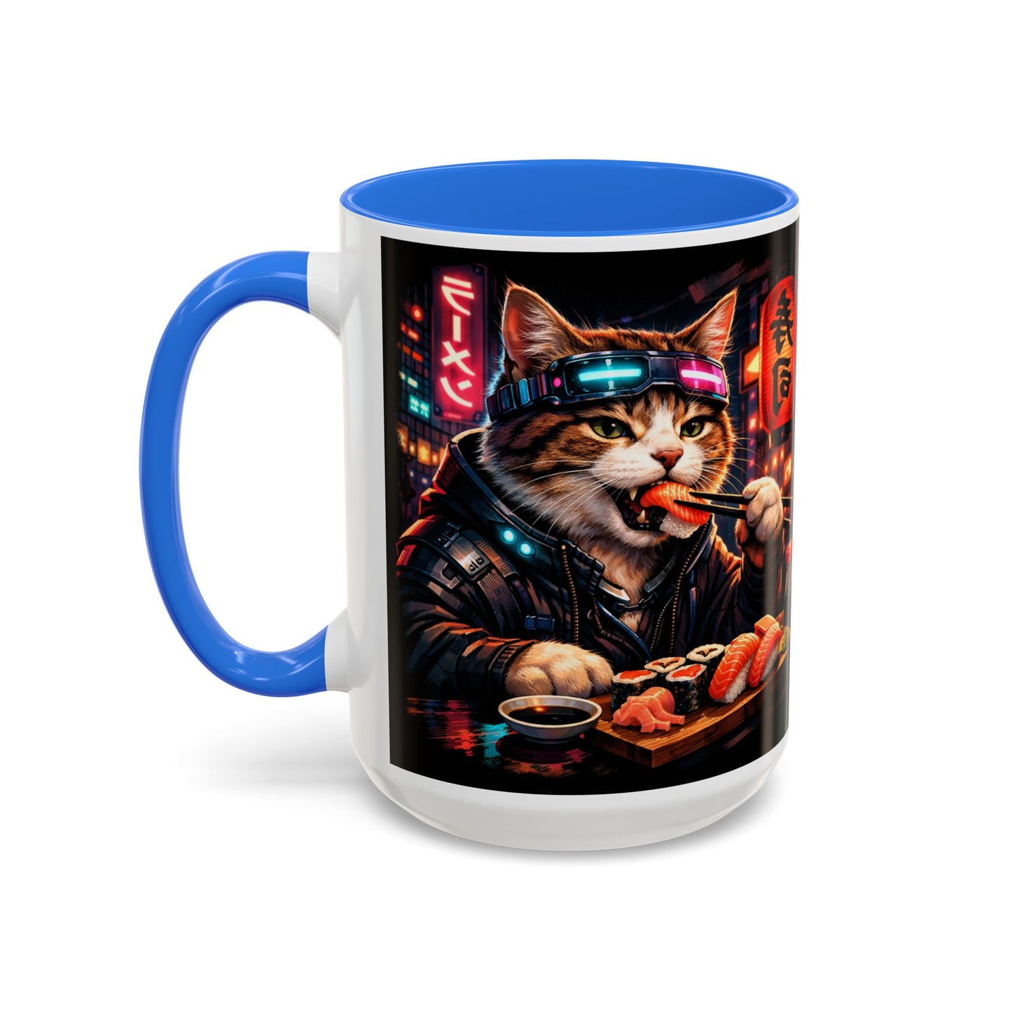 Cyberpunk Sushi Cat Mug | 11oz 15oz Ceramic Coffee Cup