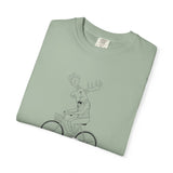 Funny Moose Riding Bike T-shirt | Novelty Animal Cycling Tee