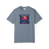 Miami Nights Sunset Palm T-shirt | Retro Vaporwave Beach Scene