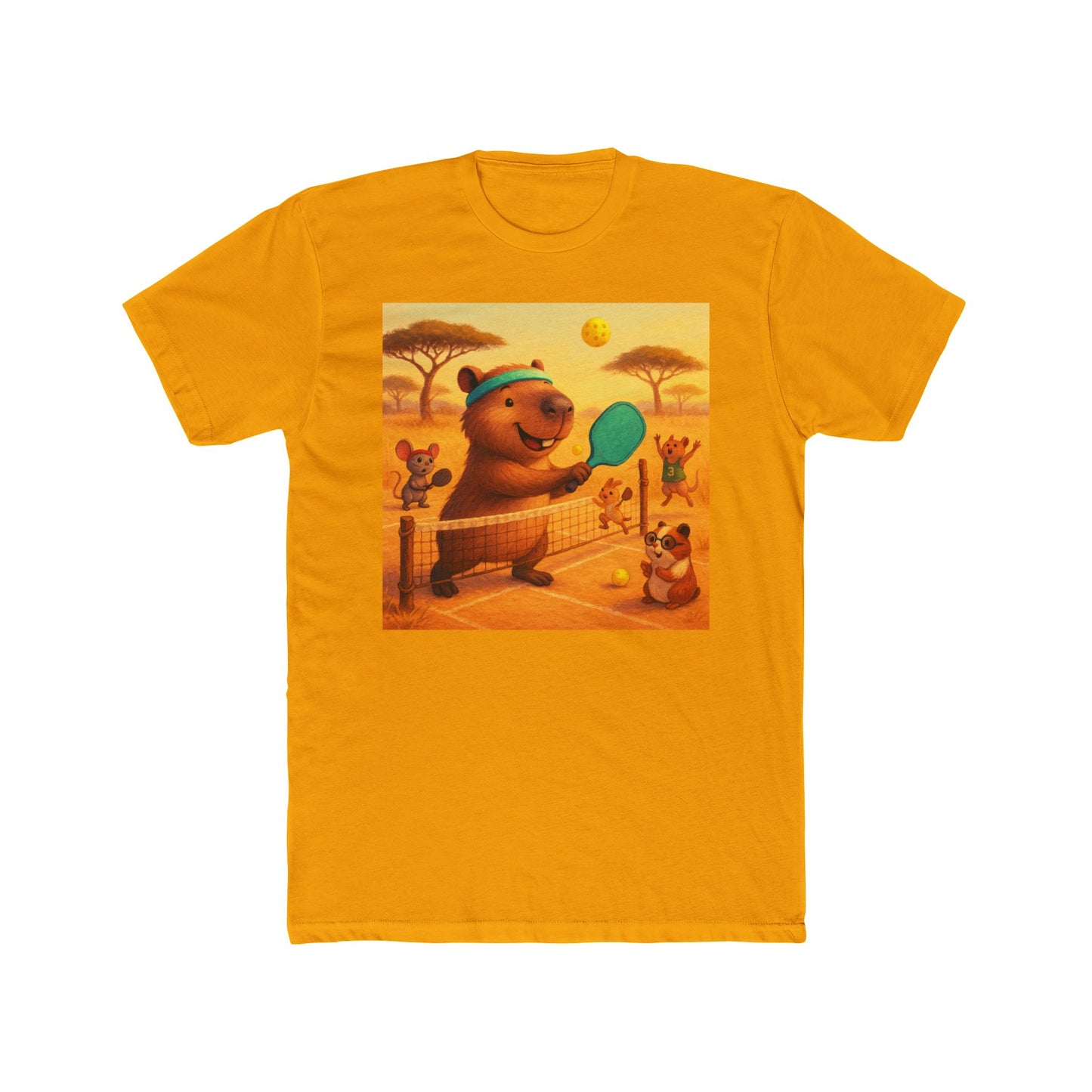 Capybara Playing Pickleball T-Shirt | Retro Sports Animal Illustration