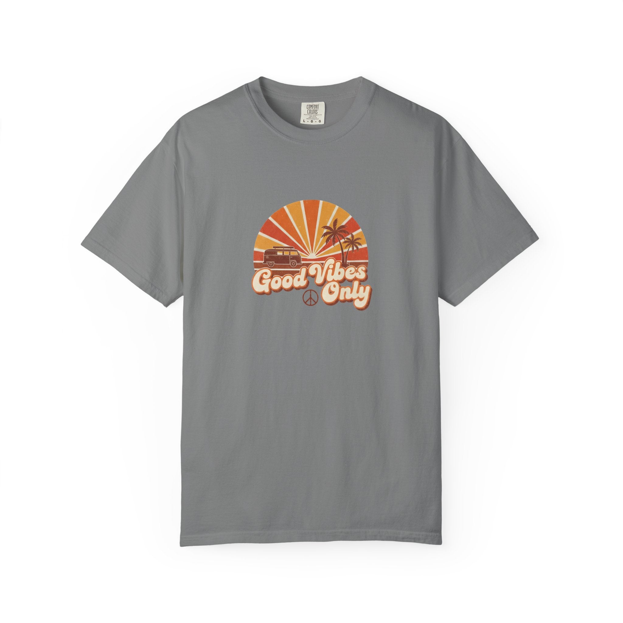 Good Vibes Only T-shirt | Retro Sunset Palm Peace Sign