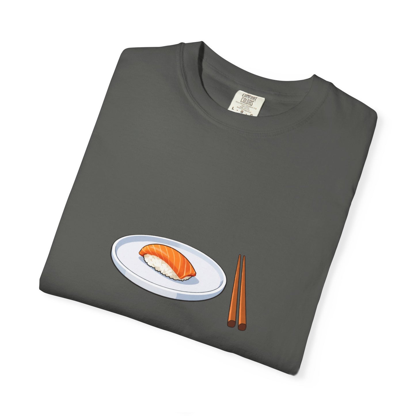 Salmon Nigiri Sushi plate with chopsticks T-shirt | sushi tee