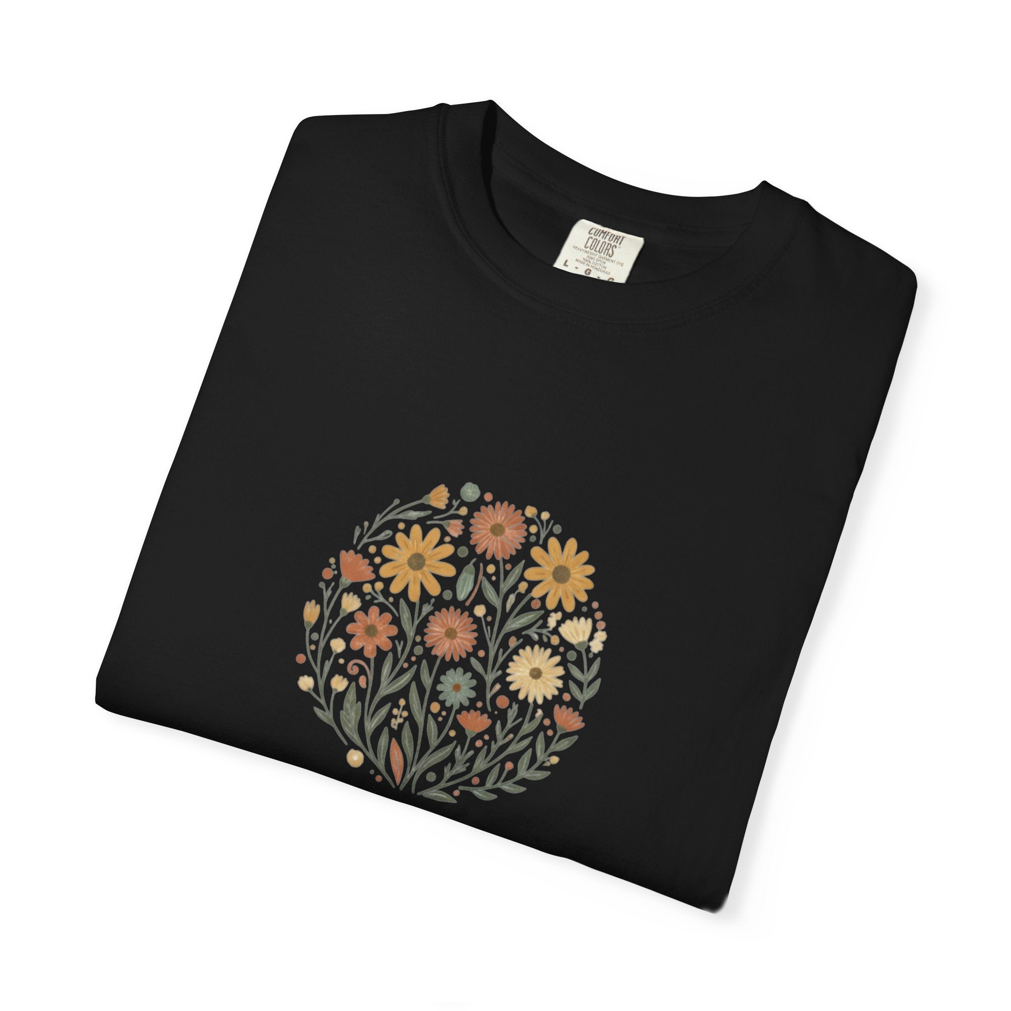 Autumn Wildflower Bouquet T-Shirt | Floral Circle Illustration