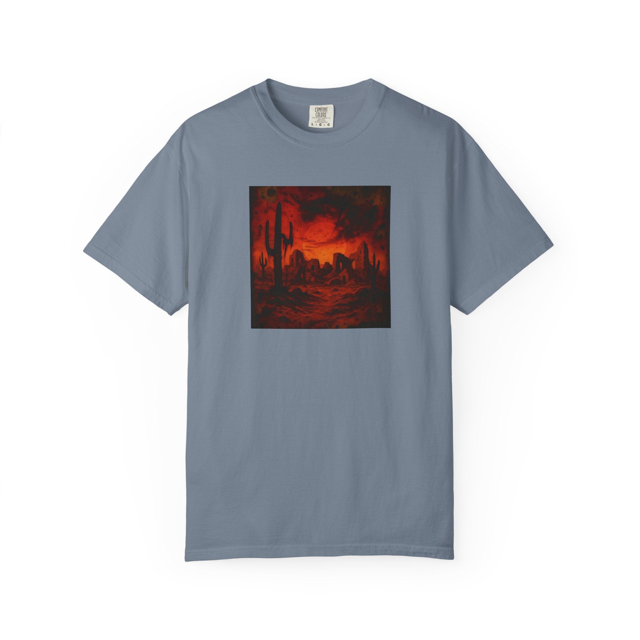 Red Desert Sunset T-shirt | Cactus Landscape, Moody Western Scene