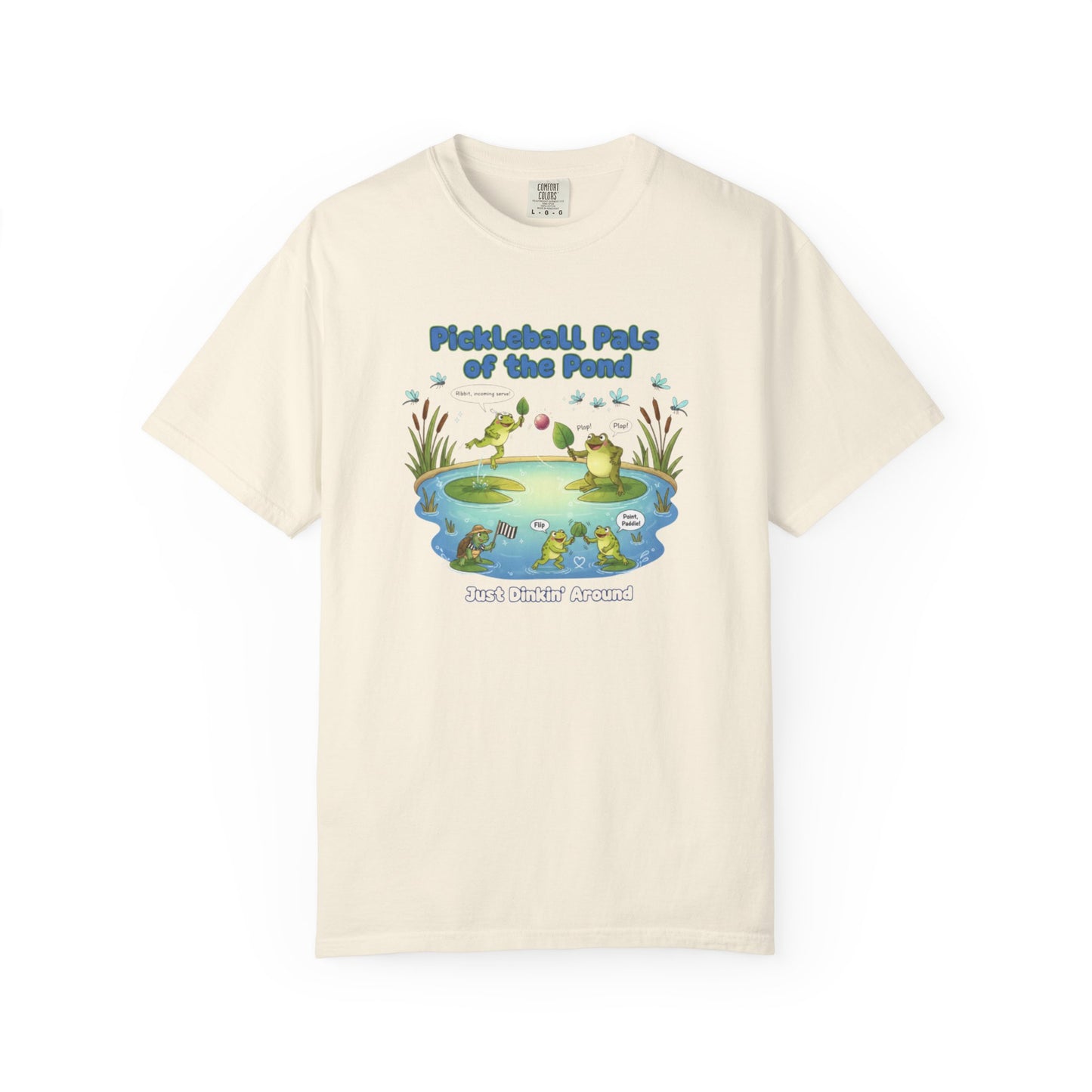 Pickleball Pals of the Pond T-Shirt | Cute Frog Pond Illustration