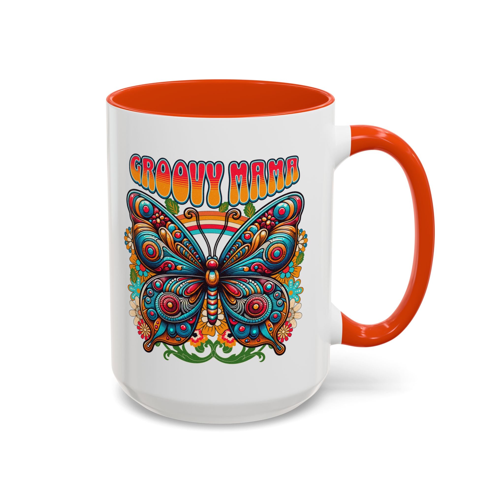 Groovy Mama Butterfly Mug | Retro Psychedelic Floral Design