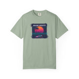 Miami Nights Sunset Palm T-shirt | Retro Vaporwave Beach Scene