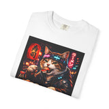 Sushi-Eating Cat T-Shirt | Neon Japanese Street Food Art