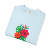 Tropical Hibiscus Floral Tee | Monstera Leaves, Bird of Paradise