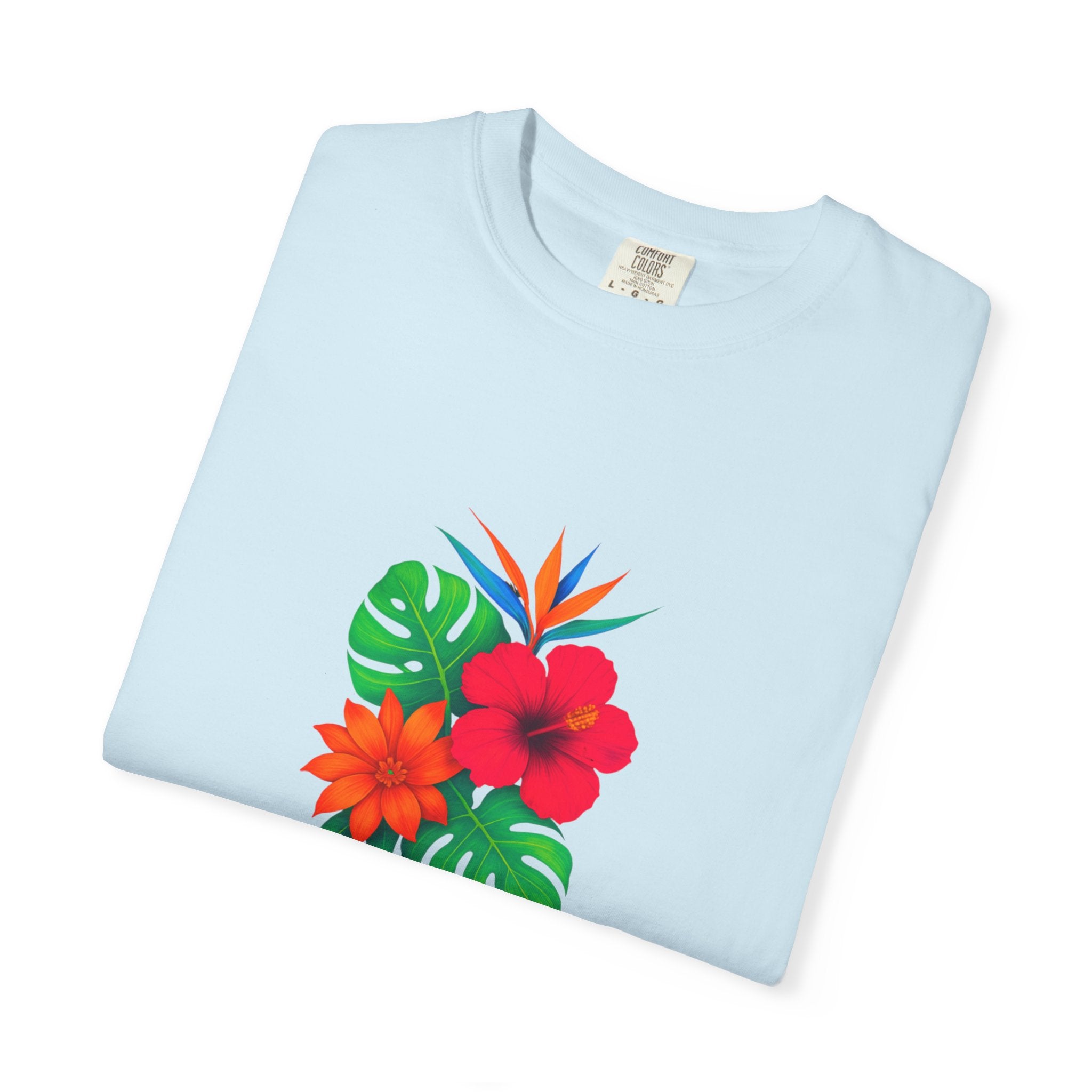Tropical Hibiscus Floral Tee | Monstera Leaves, Bird of Paradise