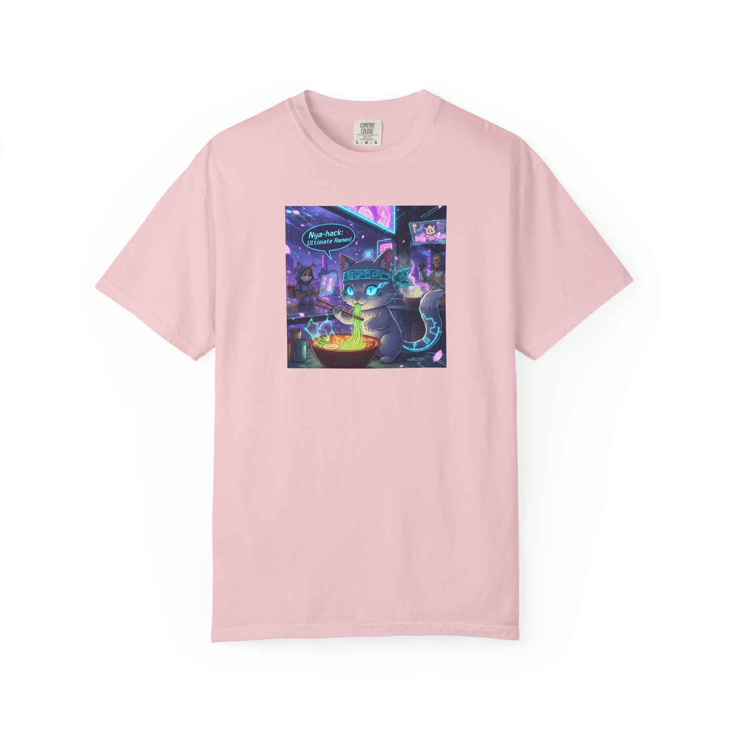 Cyberpunk Cat T-shirt | Neon Magic Potion Street Scene