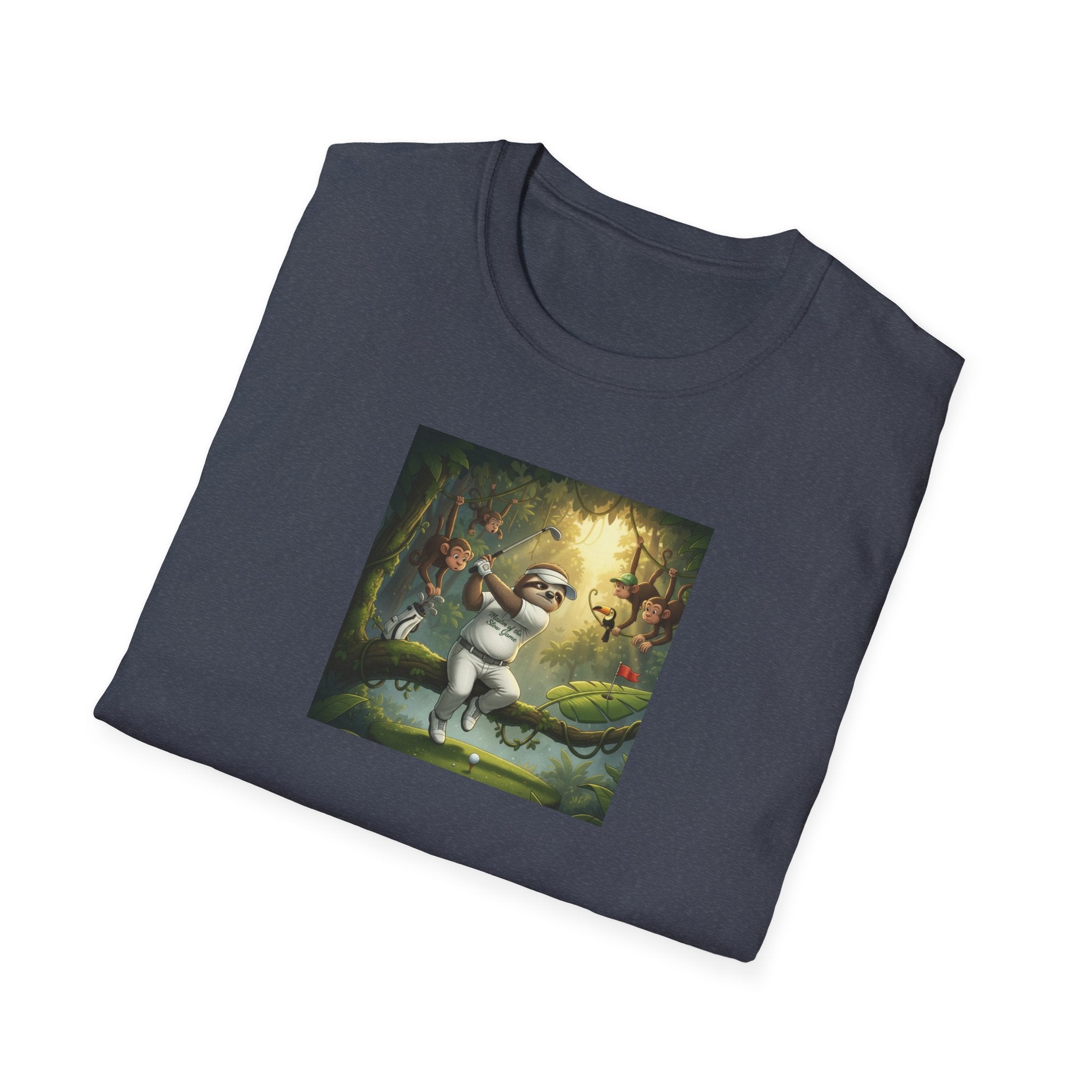 Slow Living Sloth Golfer T-Shirt | Zen Sportswear Tropical Golf Silas