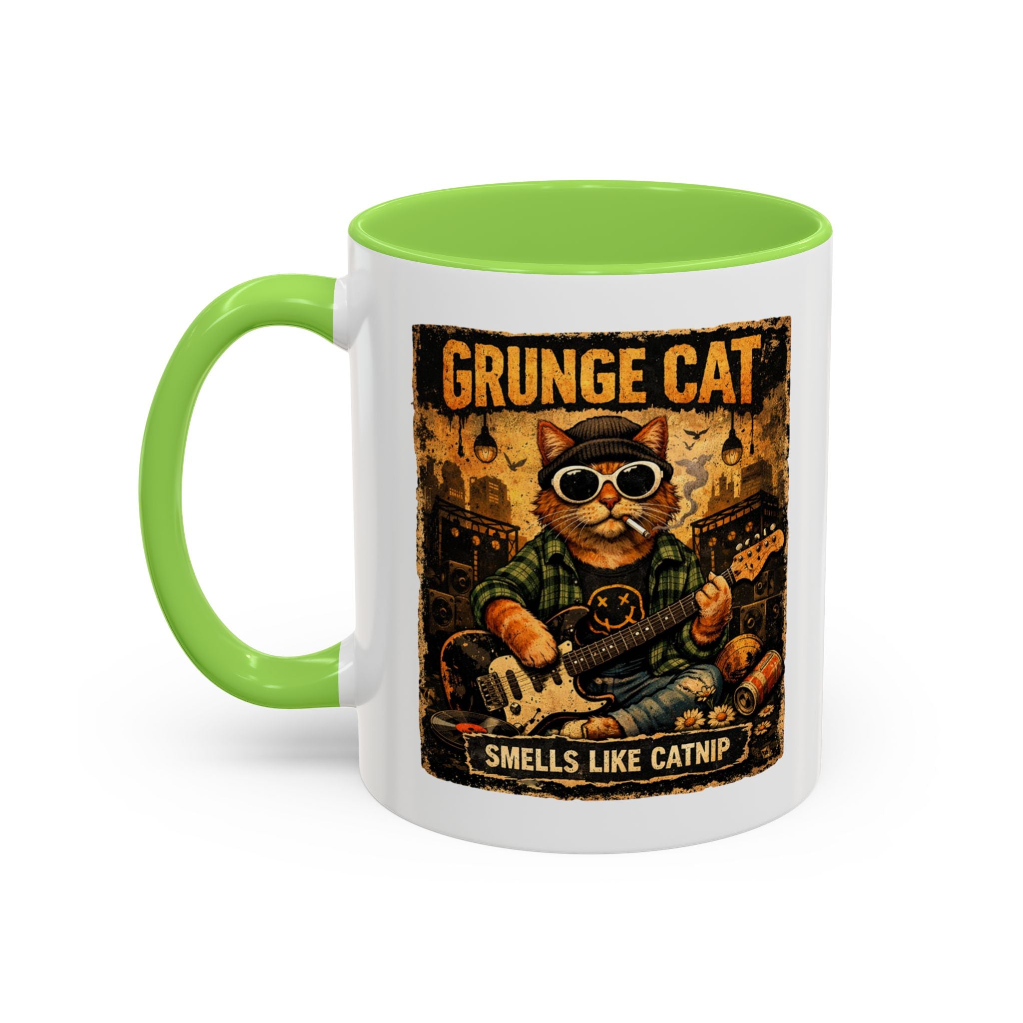 Grunge Cat Smells Like Catnip Mug | Ceramic Coffee Cup