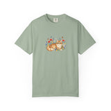Orange Tabby Cat with Wildflowers T-Shirt | Floral Cat Tee