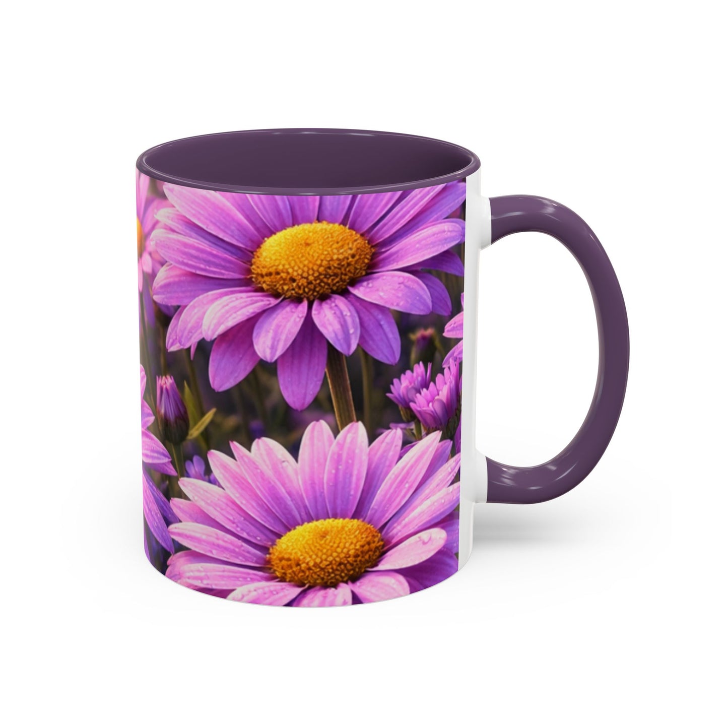 Purple Daisy Floral Mug | Accent Coffee Mug 11oz 15oz