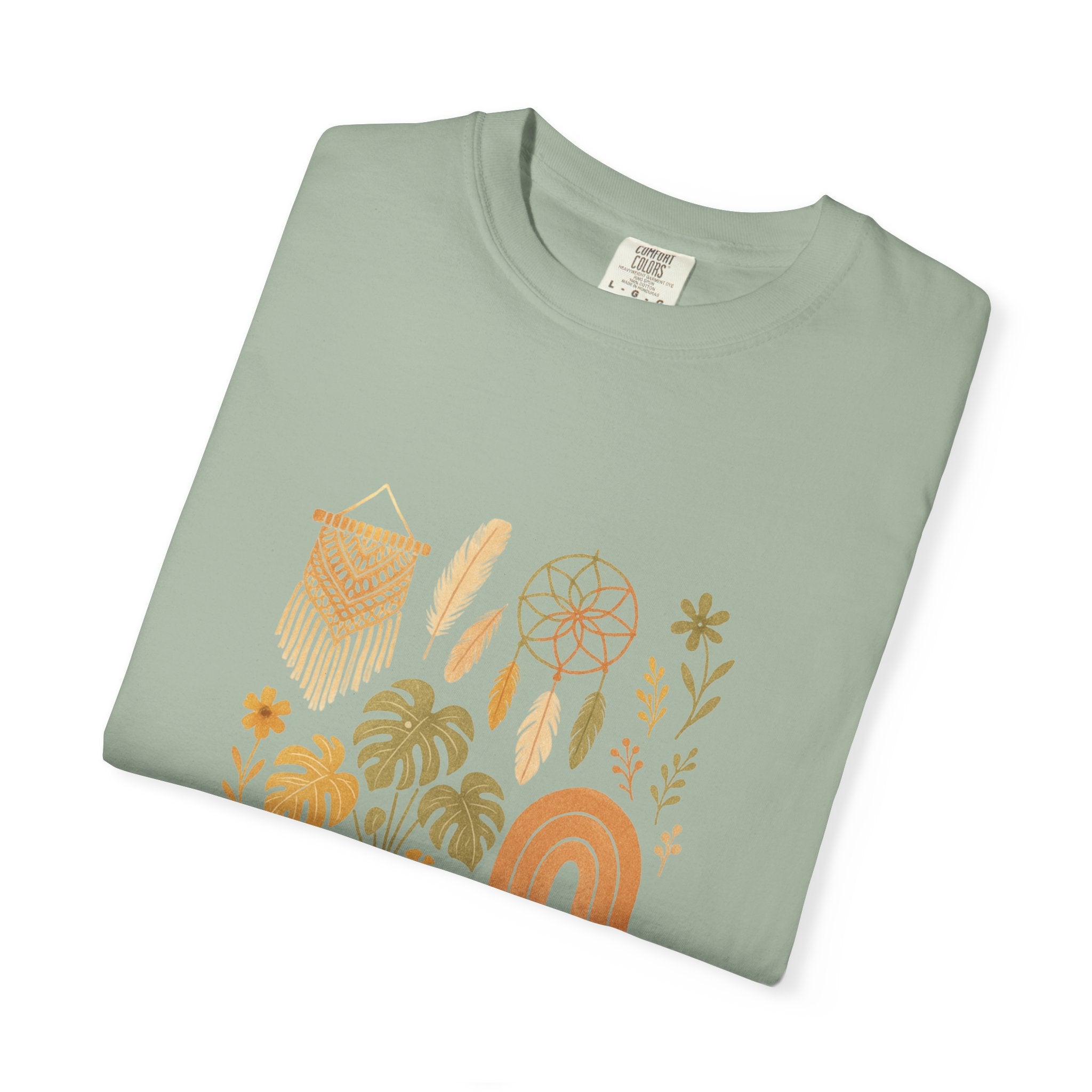 Boho Plants and Dreamcatcher T-Shirt | Rainbow, Monstera, Macrame