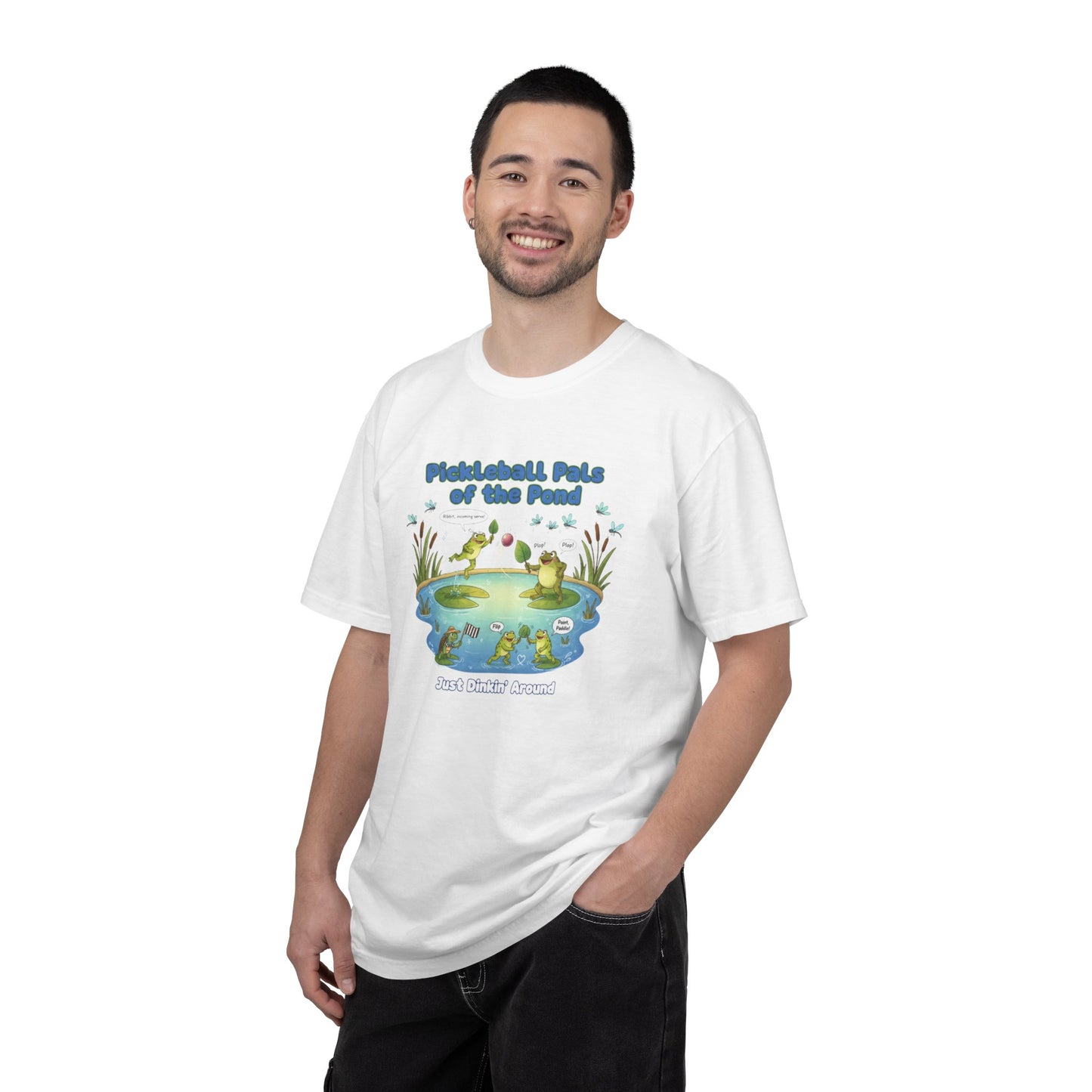 Pickleball Pals of the Pond T-Shirt | Cute Frog Pond Illustration