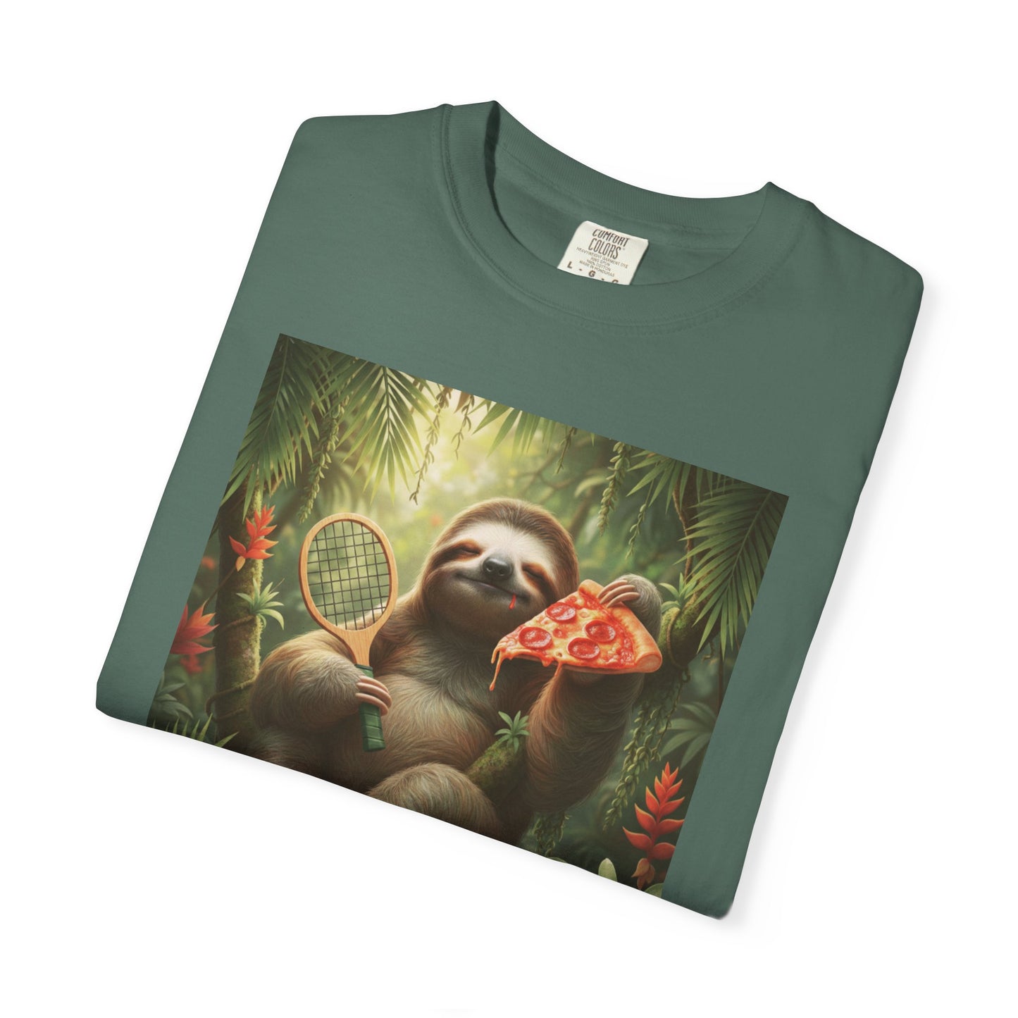 Sloth with Pizza and Pickleball Racket T-shirt | Eat Sleep Drink Repeat