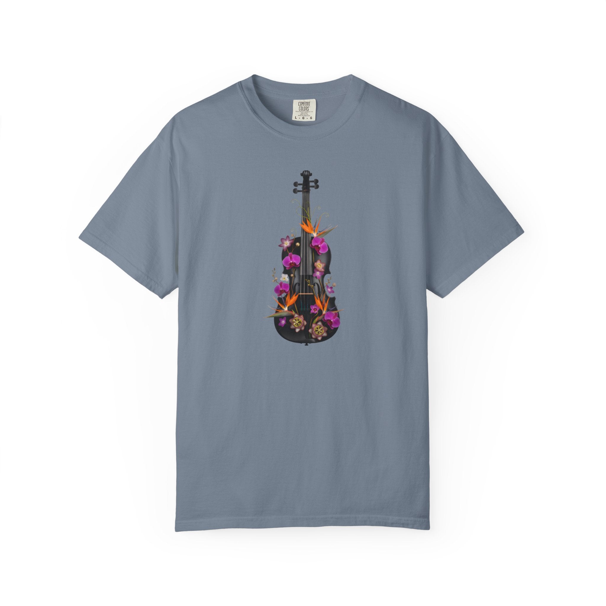 Floral Violin T-shirt | Botanical Music Instrument Tee