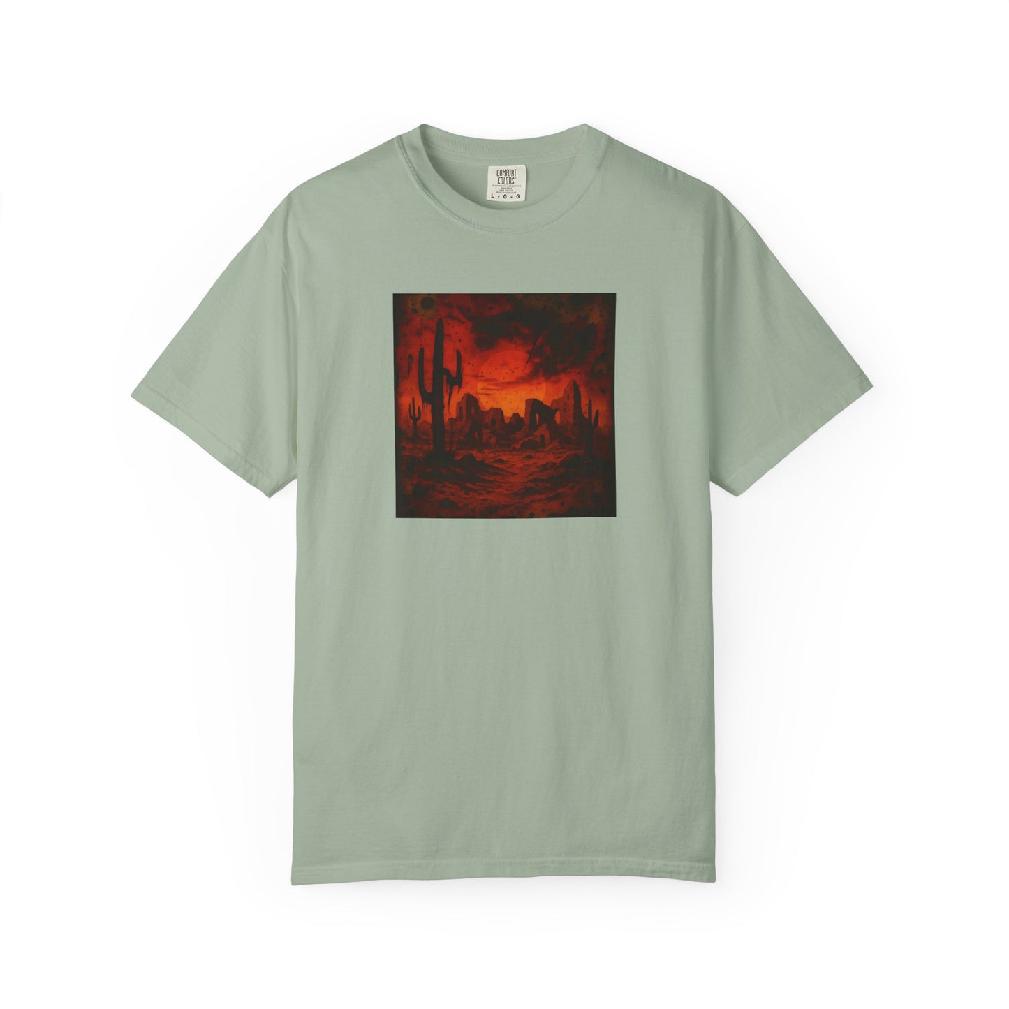Red Desert Sunset T-shirt | Cactus Landscape, Moody Western Scene
