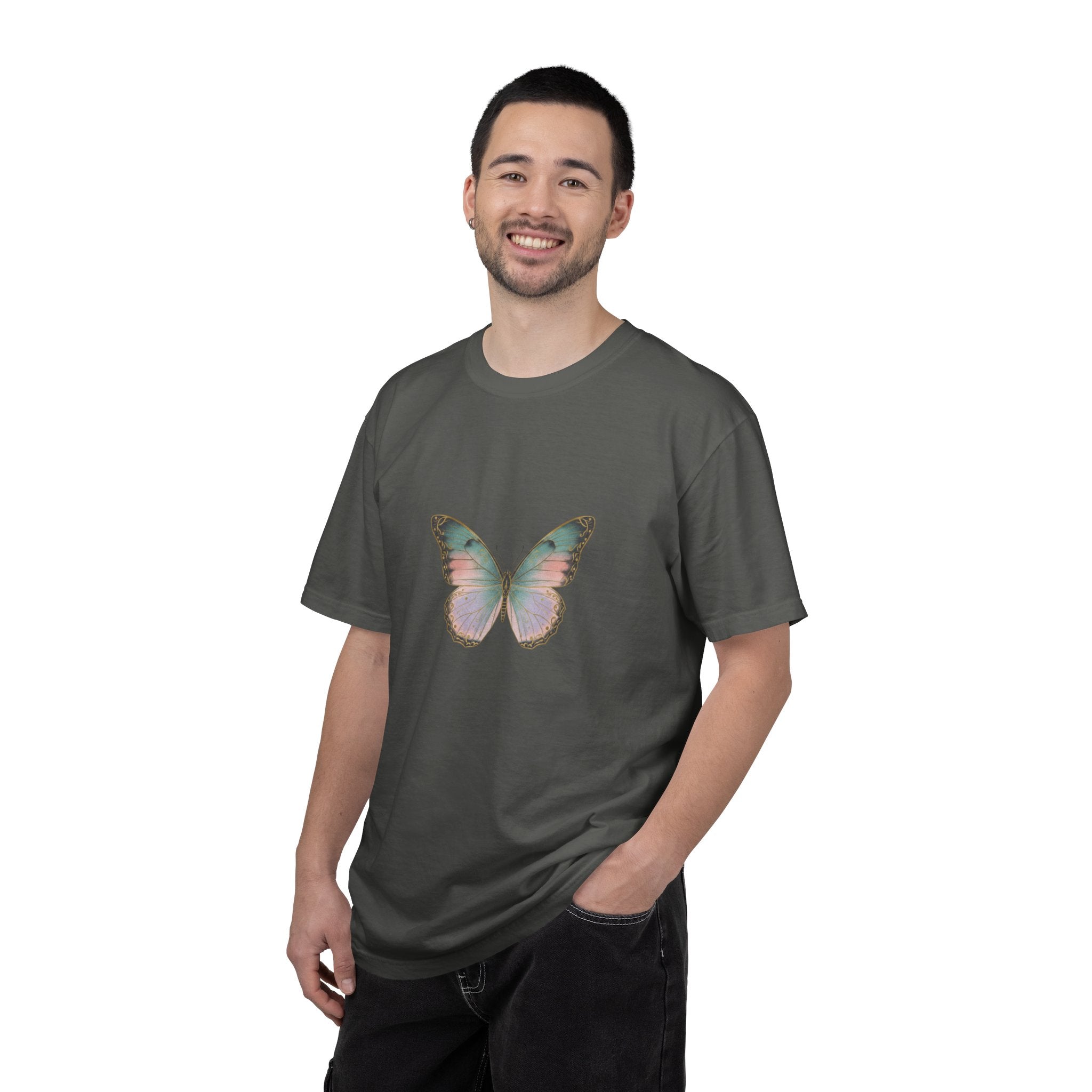 Retro 70s Vacation Butterfly T-shirt | Distressed Orange Teal Wings