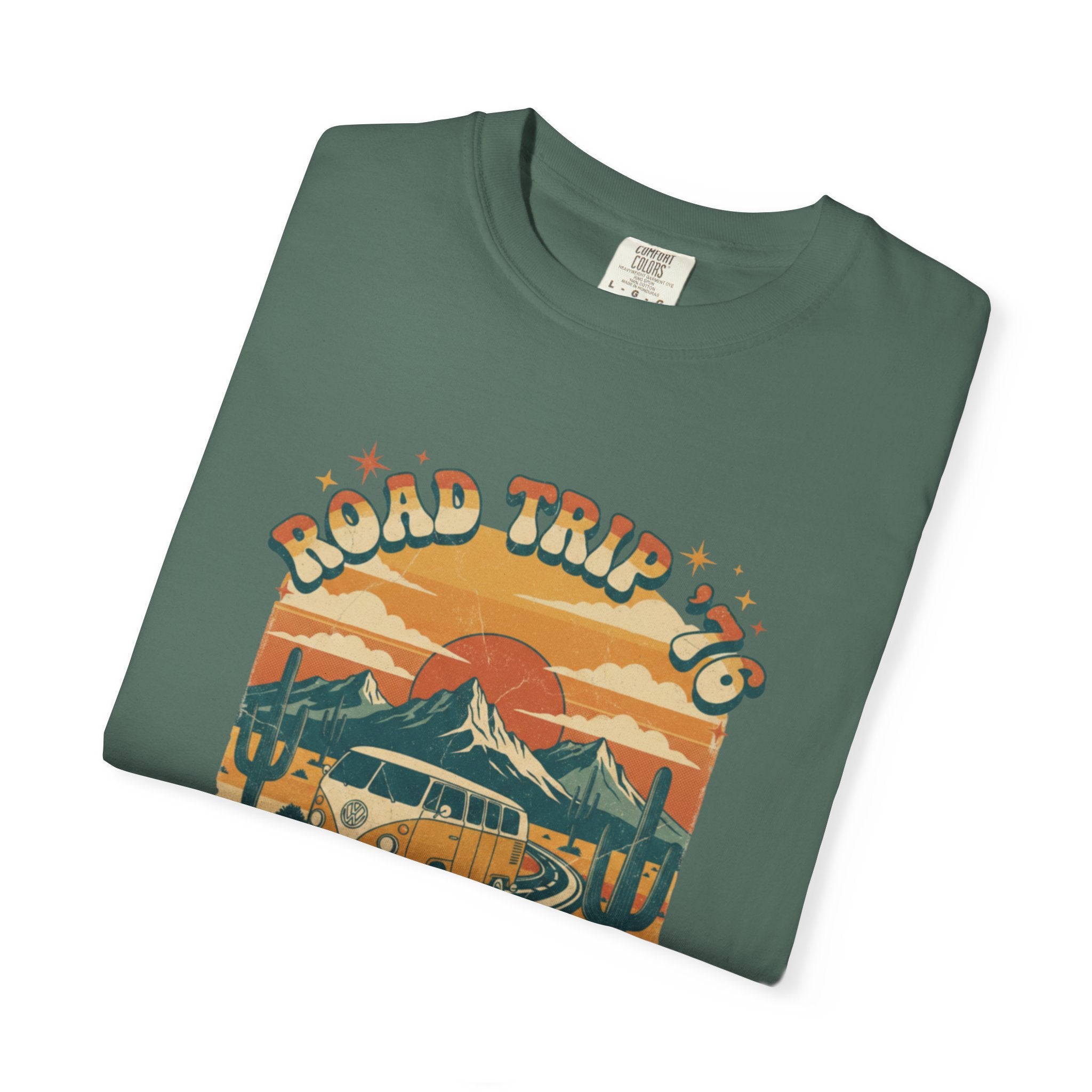 Road Trip '76 T-shirt | Vintage Camper Van Sunset Graphic