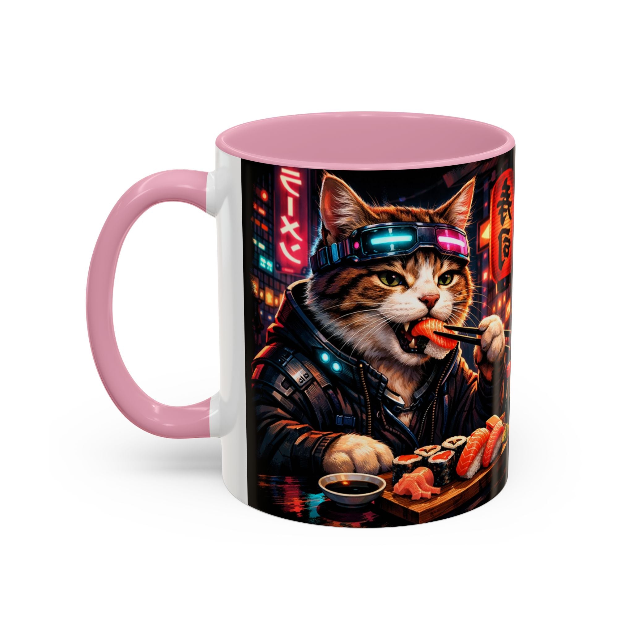 Cyberpunk Sushi Cat Mug | 11oz 15oz Ceramic Coffee Cup