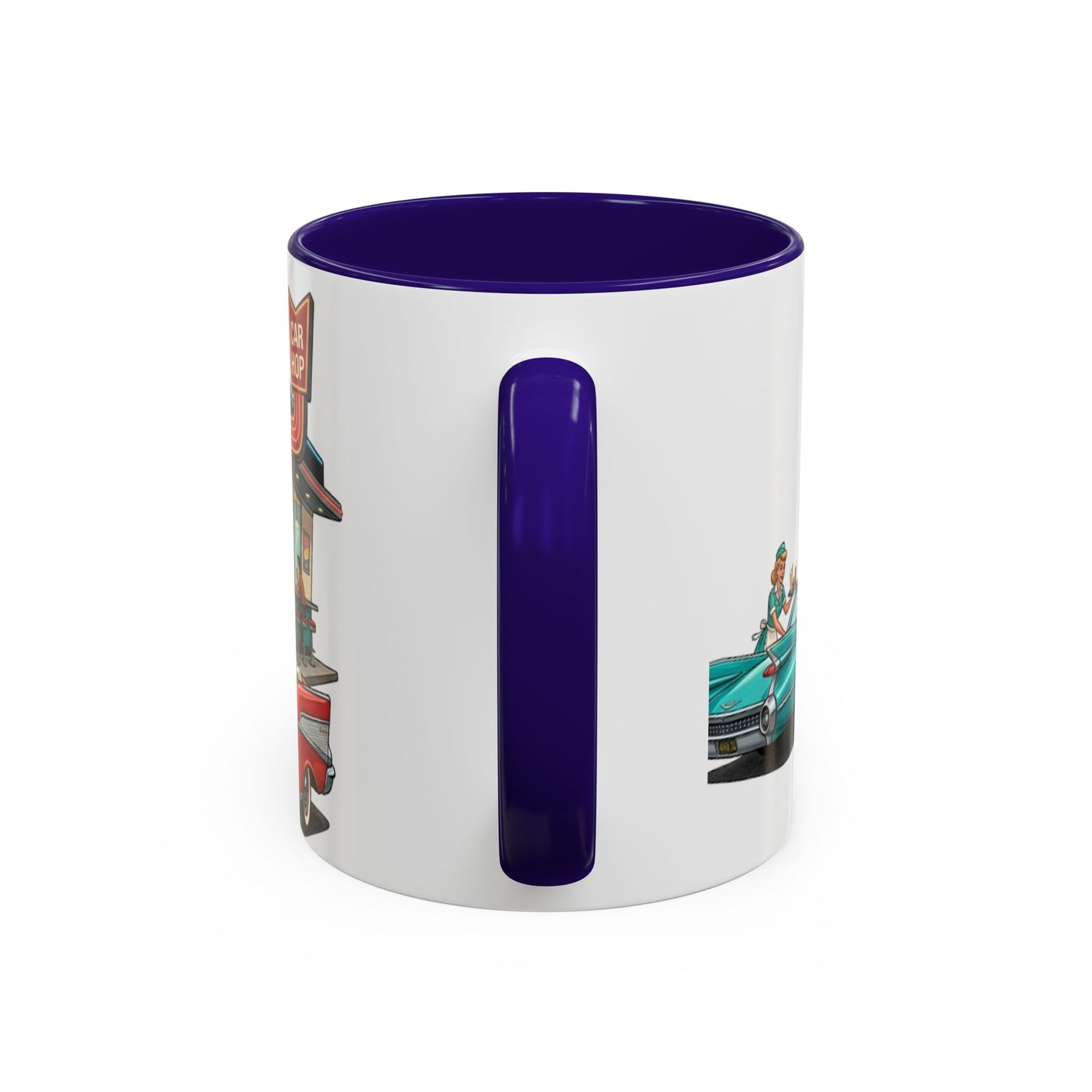 1950s Diner Scene Mug | Retro Car Hop Coffee Cup