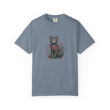 Floral Cat Illustration T-Shirt | Botanical Kitty Tee