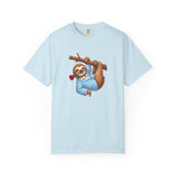 Sloth with Rose on Branch T-shirt | Cute Relaxed Animal Tee