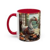 Goose with Sushi Mug | Japanese Tea Room Illustration