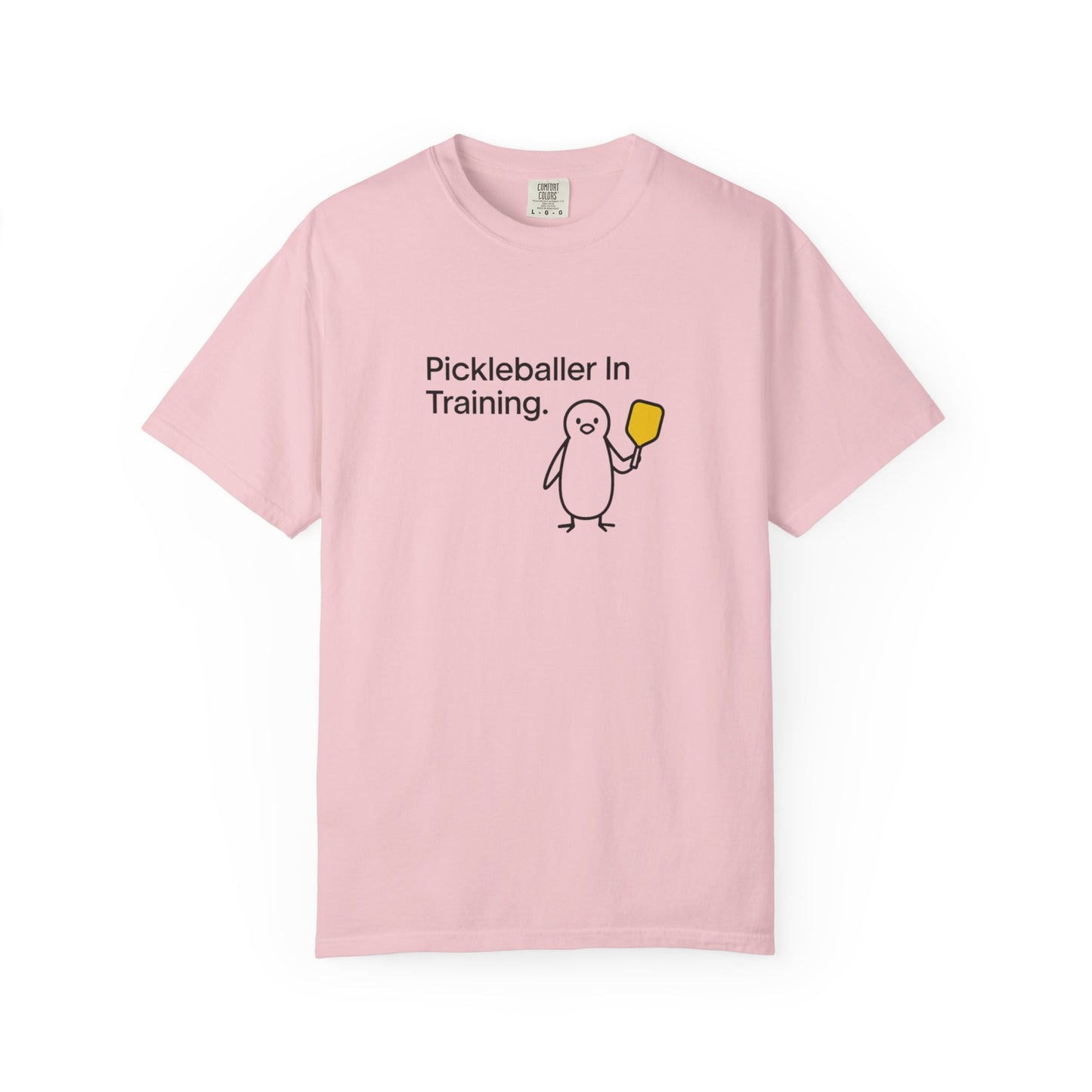 Pickleballer in Training T-Shirt | Cute Penguin Holding Paddle Design