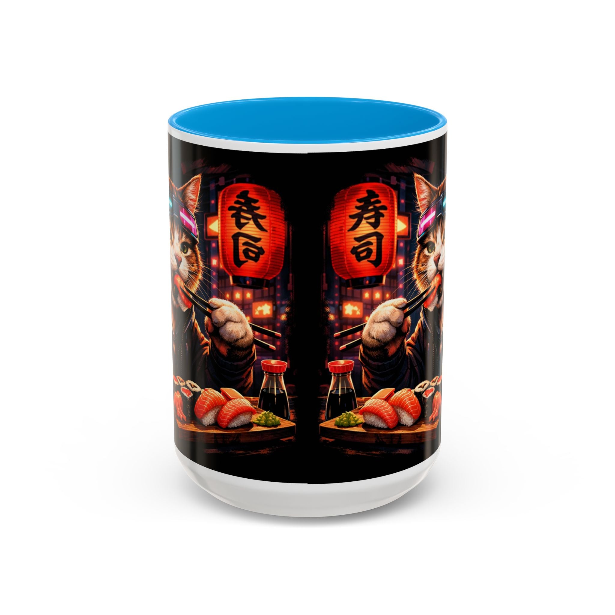Cyberpunk Sushi Cat Mug | 11oz 15oz Ceramic Coffee Cup
