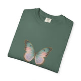 Retro 70s Vacation Butterfly T-shirt | Distressed Orange Teal Wings