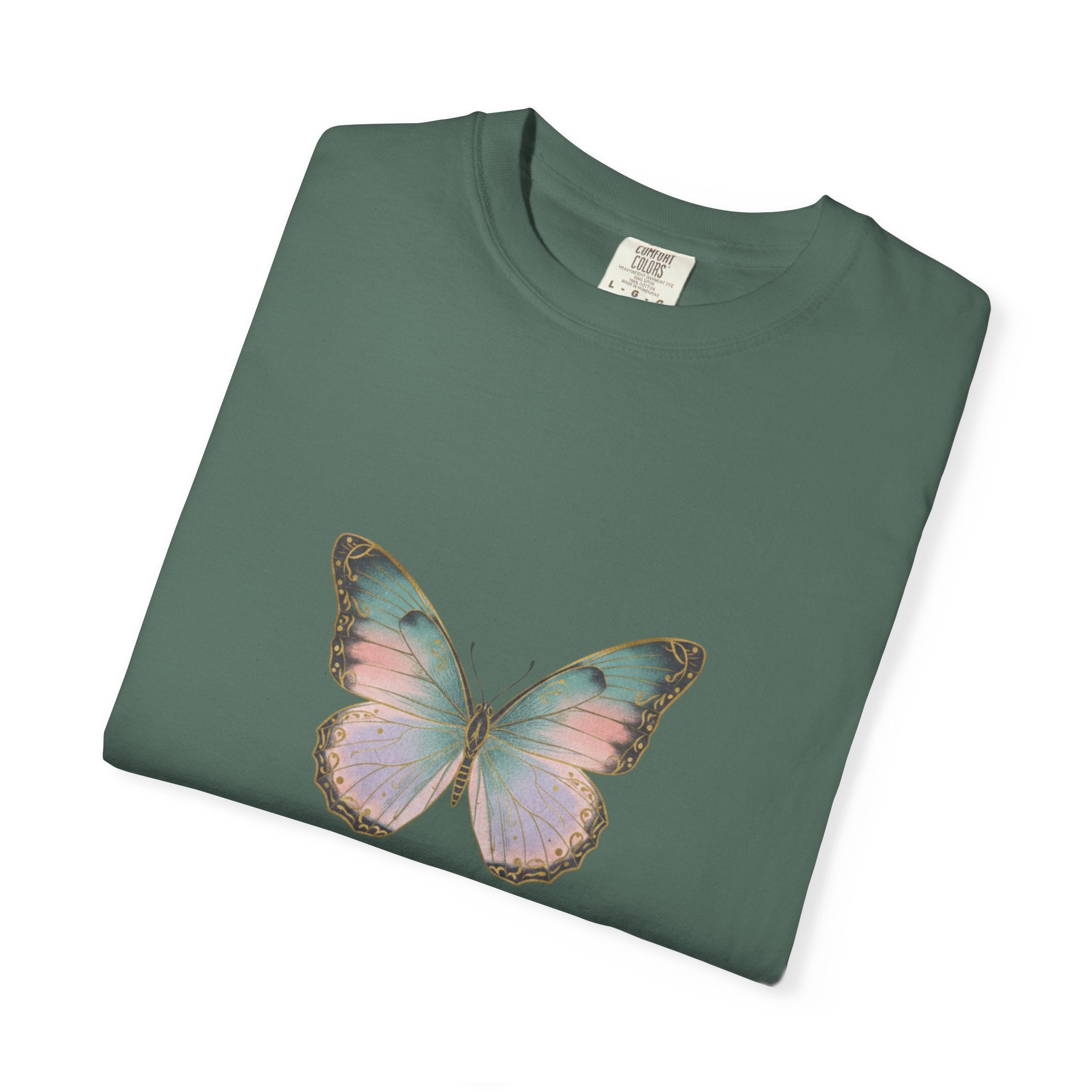 Retro 70s Vacation Butterfly T-shirt | Distressed Orange Teal Wings