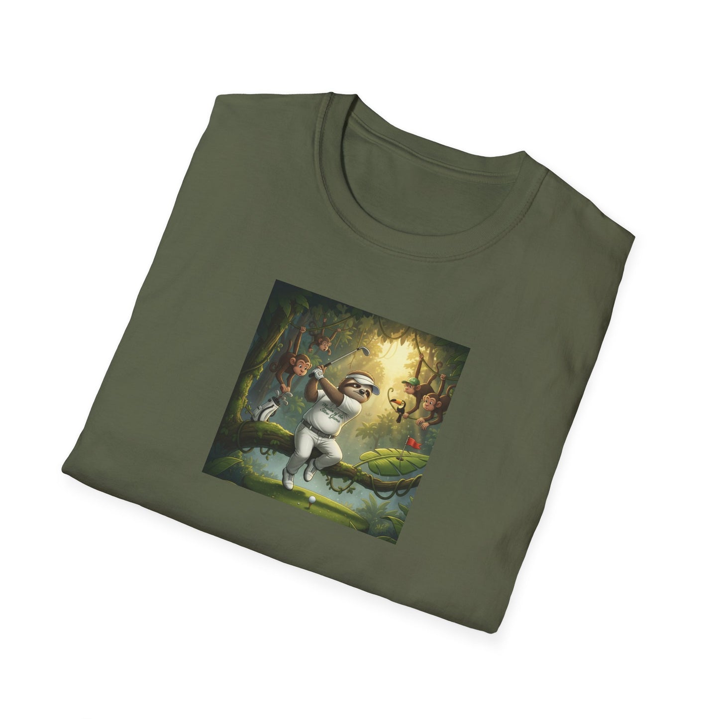 Slow Living Sloth Golfer T-Shirt | Zen Sportswear Tropical Golf Silas