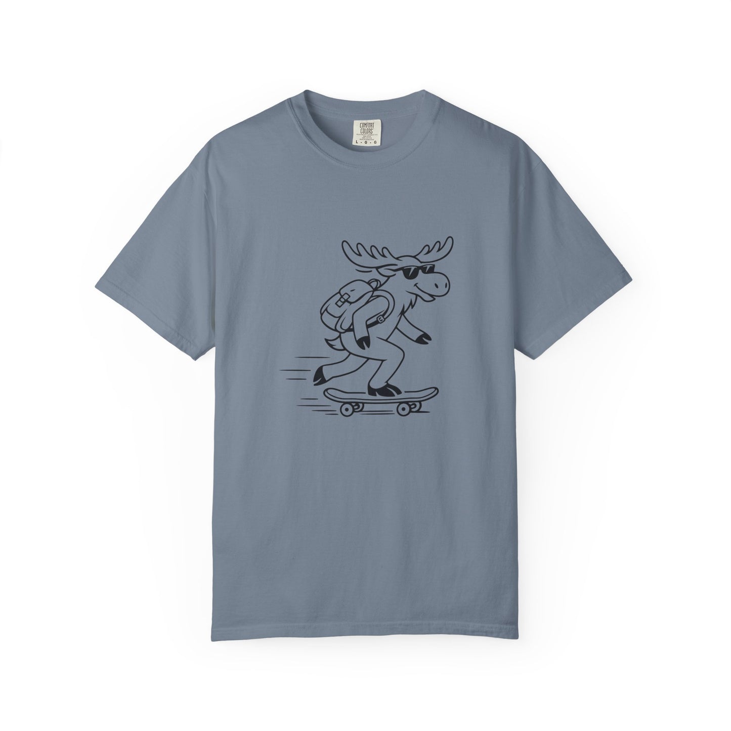 Skateboarding Moose T-shirt | Skateboard Cartoon Graphic Tee
