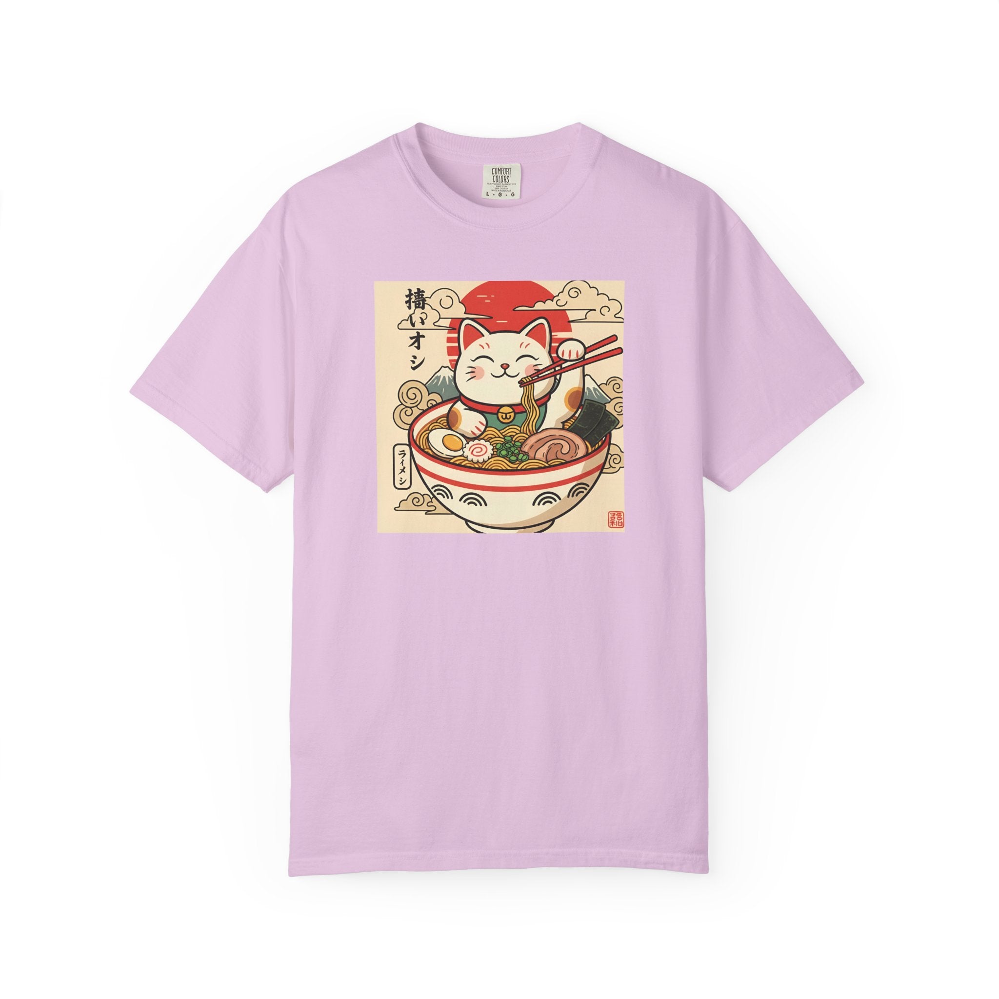 Maneki Neko Ramen Cat T-shirt | Lucky Cat Bowl Graphic Japanese Style