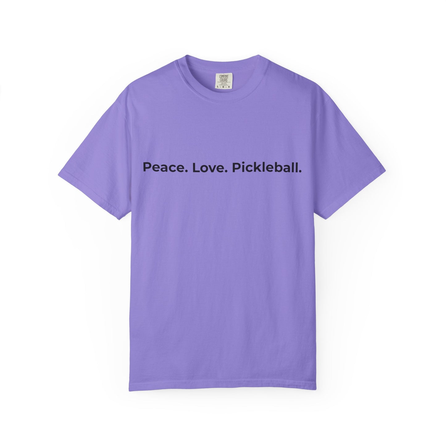 Peace. Love. Pickleball. T-Shirt | Minimalist Text Tennis Paddle Shirt