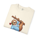 Sloth with Rose on Branch T-shirt | Cute Relaxed Animal Tee
