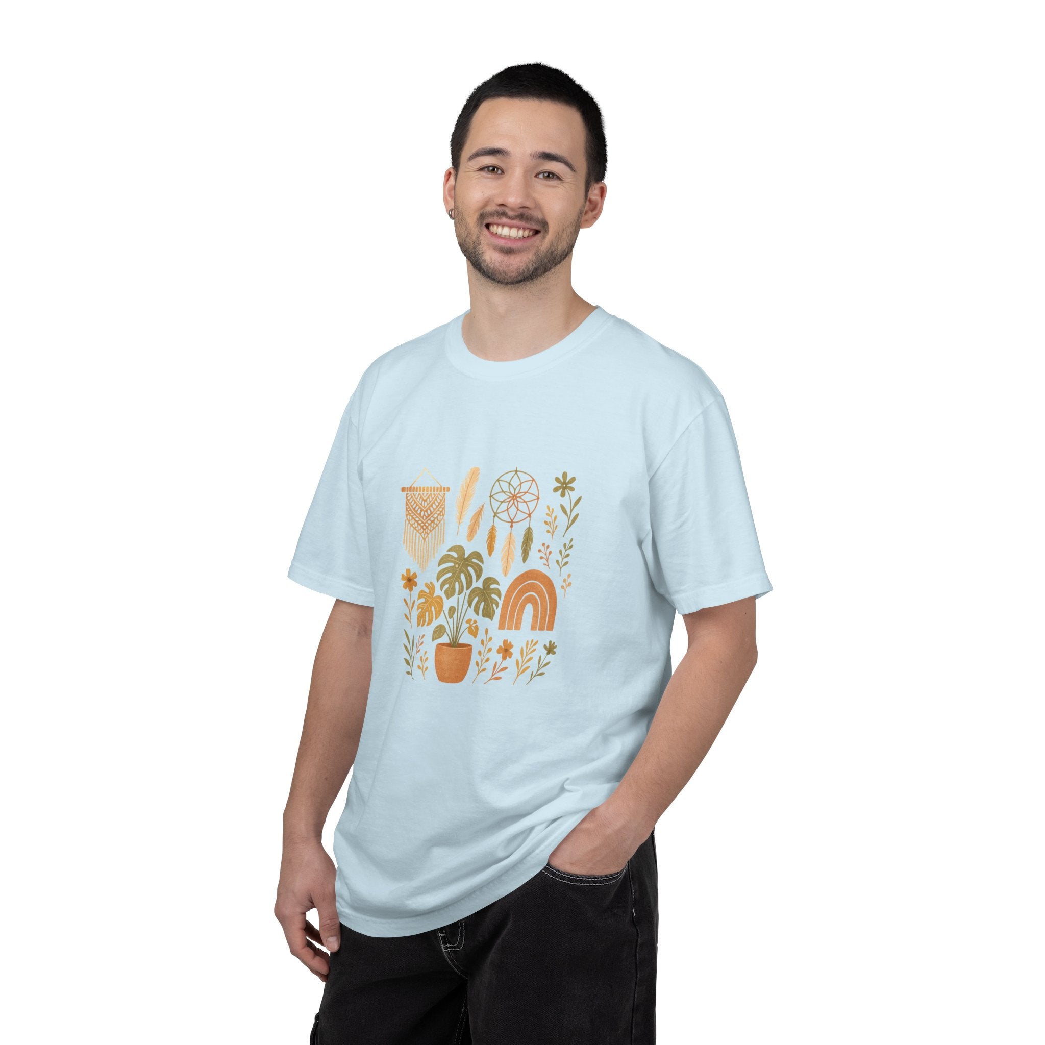 Boho Plants and Dreamcatcher T-Shirt | Rainbow, Monstera, Macrame
