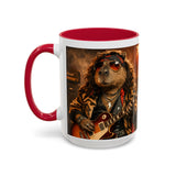 Rockstar Capybara with Guitar Mug | Color Accent Coffee Cup 11oz 15oz
