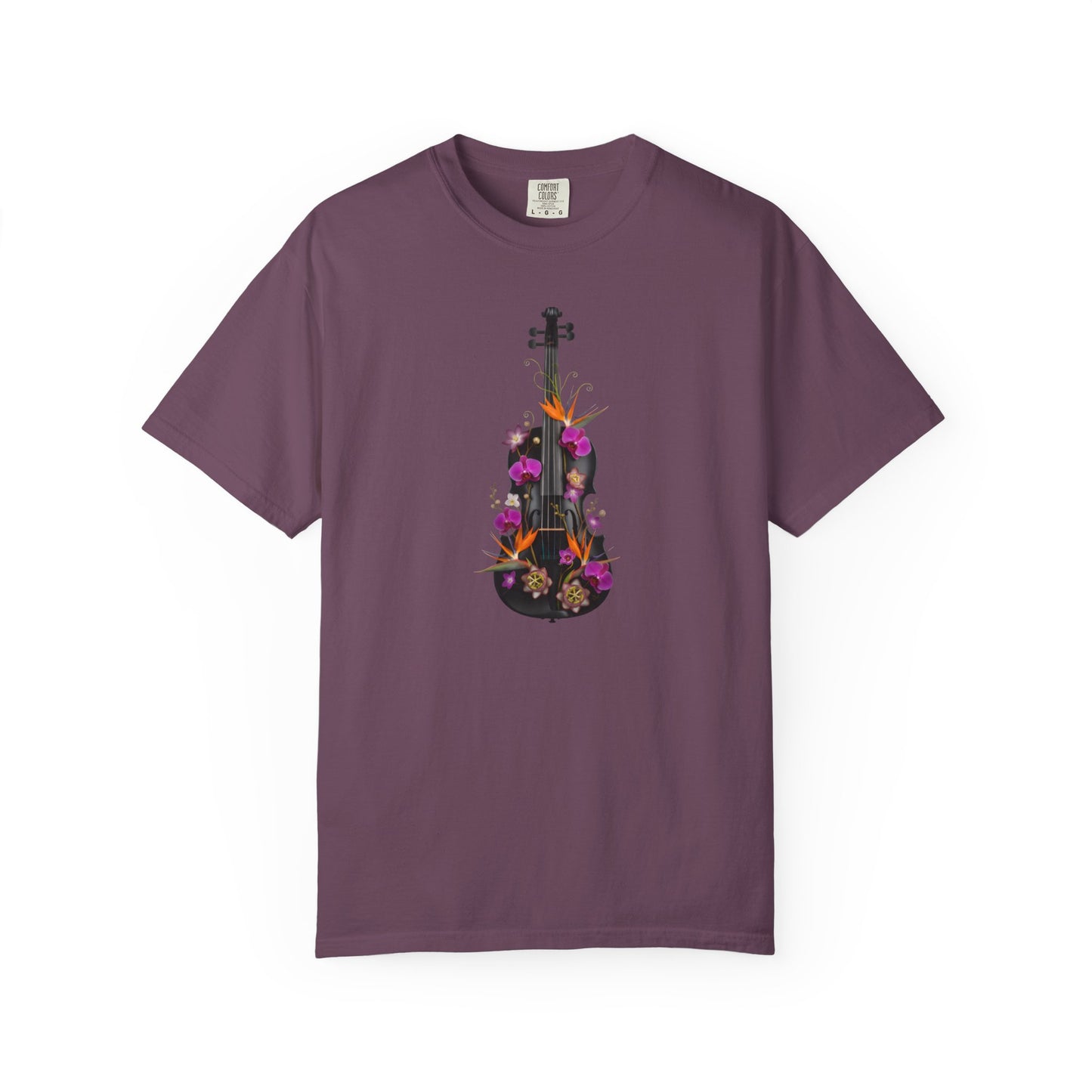 Floral Violin T-shirt | Botanical Music Instrument Tee