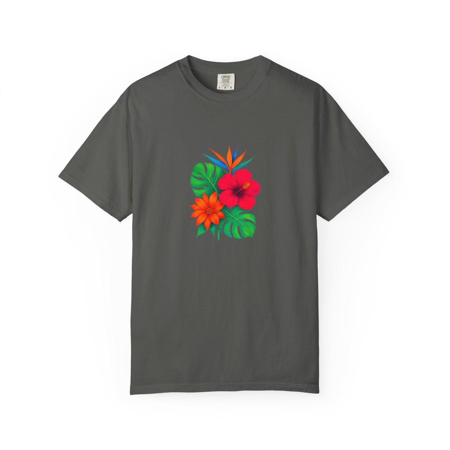 Tropical Hibiscus Floral Tee | Monstera Leaves, Bird of Paradise