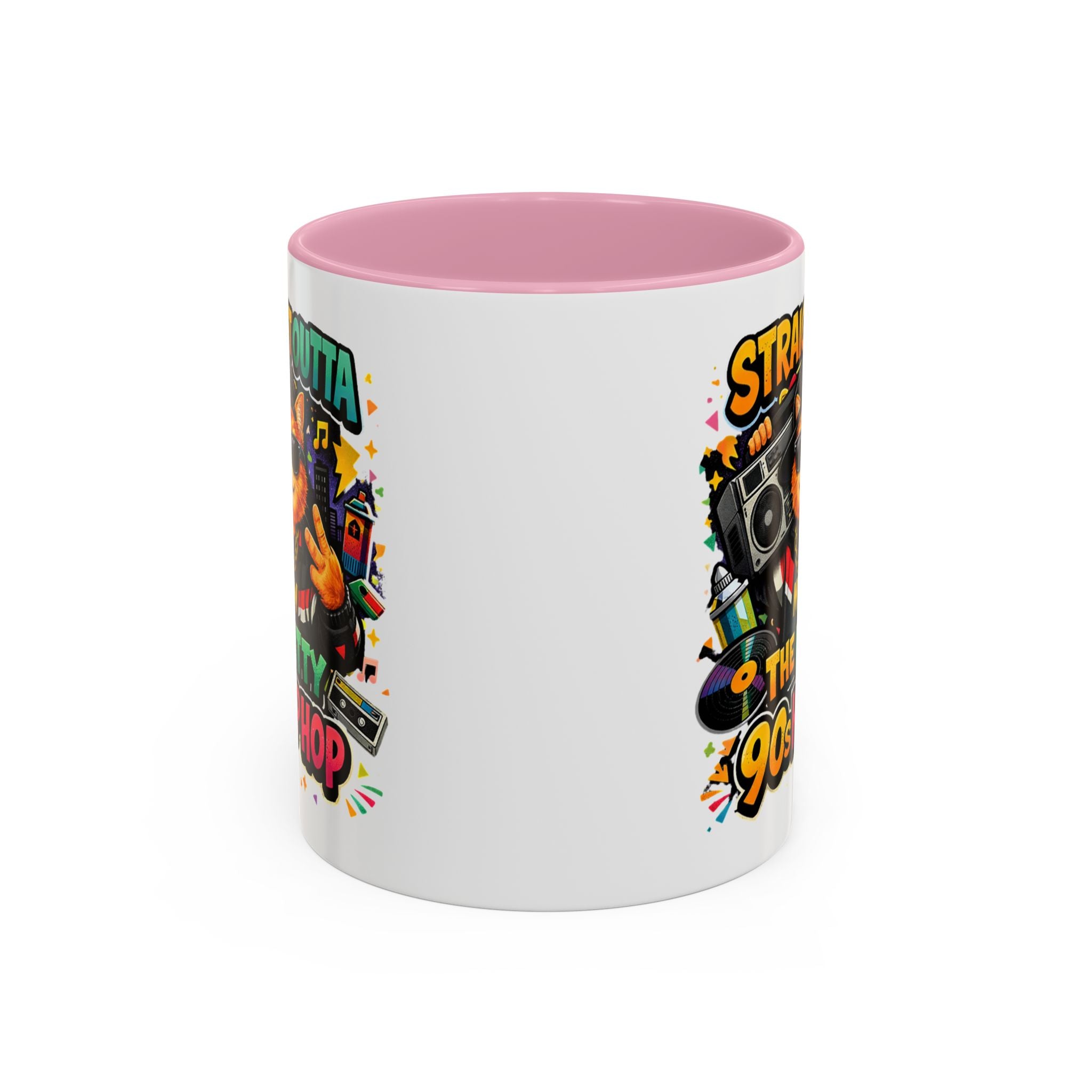 Straight Outta Meow The Kitty 90s Hip Hop Mug | Color Accent
