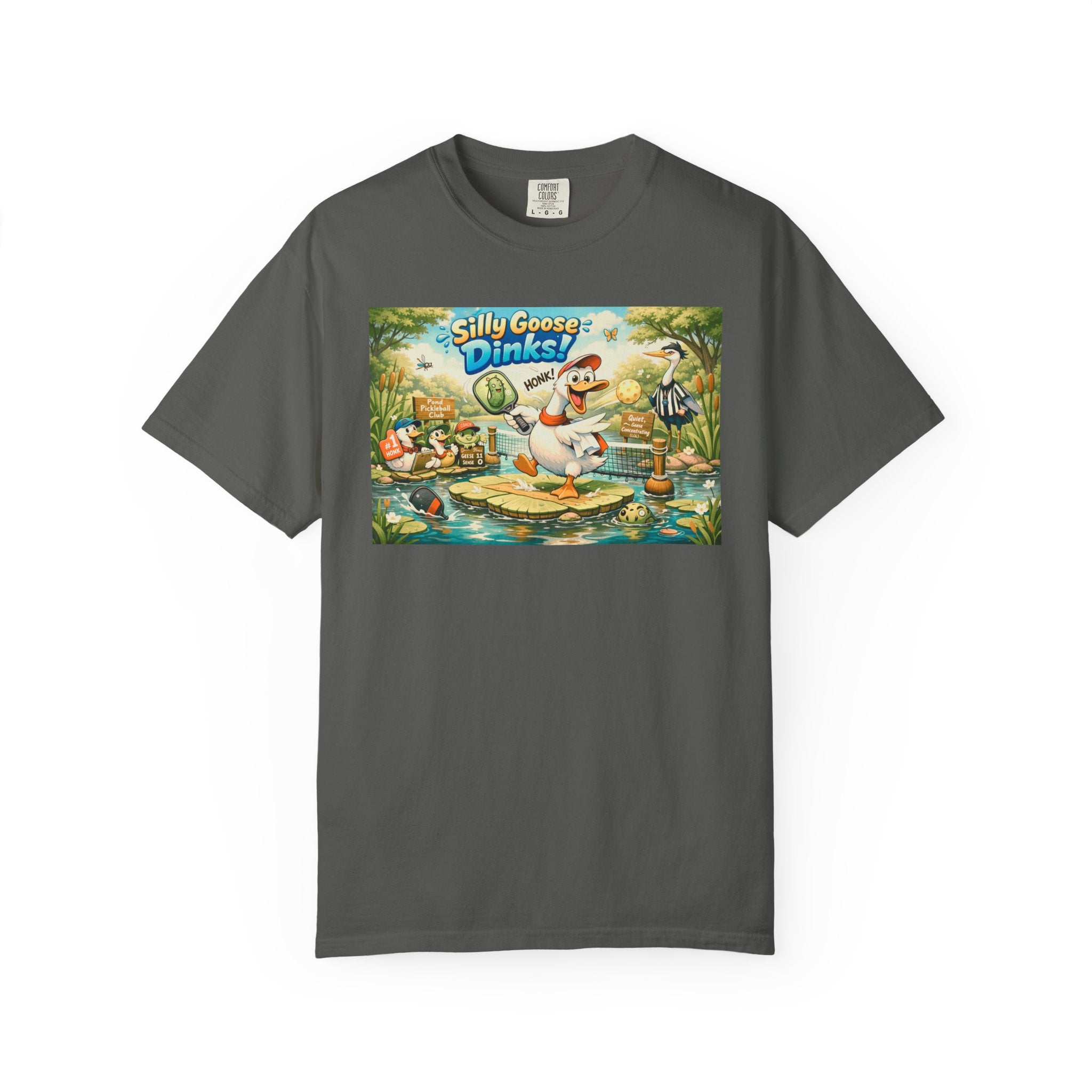 Silly Goose Dinks Cartoon Goose T-Shirt | Vintage Picnic Pond Illustration