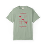 You Won My Heart tic tac toe T-shirt | Valentine heart game tee